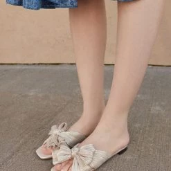 Loeffler Randall Daphne Metallic Pleated Lamé Mule Sandals -Loeffler Randall Sales unnamed file 627