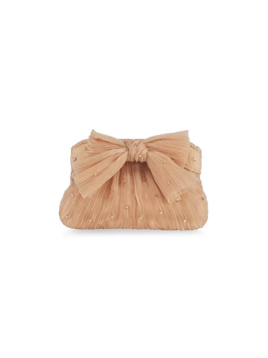 Loeffler Randall Rochelle Knotted Crystal-Embellished Satin Clutch 3 Loeffler Randall Rochelle Knotted Crystal-Embellished Satin Clutch