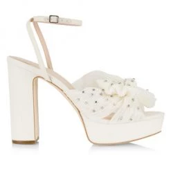Loeffler Randall Natalia Crystal-Embellished Bow Platform Sandals