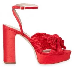 Loeffler Randall Natalia Pleated Bow Platform Sandals Red -Loeffler Randall Sales unnamed file 717