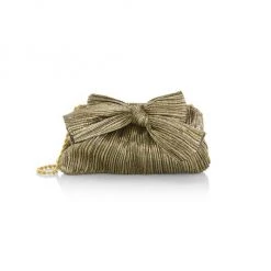 Loeffler Randall Rochelle Pleated Bow Satin Clutch