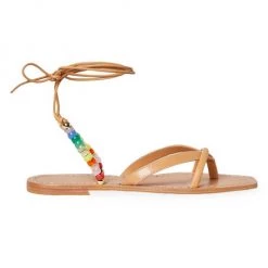 Loeffler Randall Beaded Ankle-Wrap Thong Sandals
