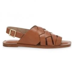 Loeffler Randall Grayson Braided Leather Flat Sandals Cognac -Loeffler Randall Sales unnamed file 756