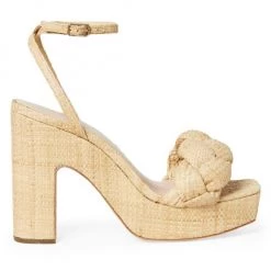 Loeffler Randall Raffia Braid Block Heel Sandals