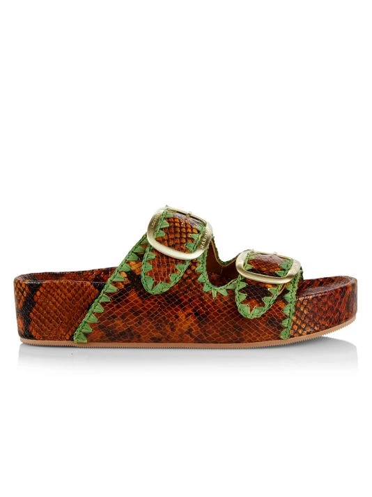 Loeffler Randall Two-Band Snake-Embossed Leather Platform Sandals 3 Loeffler Randall Two-Band Snake-Embossed Leather Platform Sandals