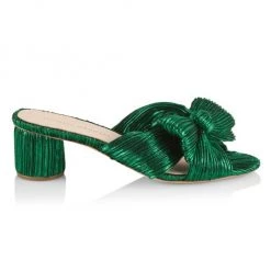 Loeffler Randall Emilia Pleated Knot Mules Emerald