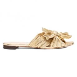 Loeffler Randall Daphne Flat Metallic Leather Sandals